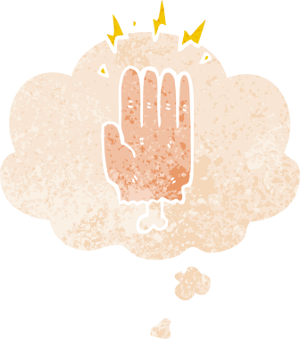 Homurdanan düşünce baloncuğuyla cadılar bayramı sihirli cadılar bayramı eli bir insan tarafından çizilmiş kederli retro tarzı