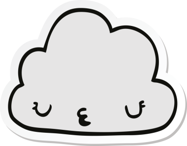 Bir insan tarafından çizilmiş şirin bir karikatür bulutunun çıkartması.