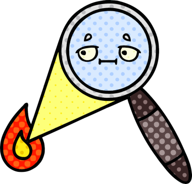 Bir insan tarafından çizilmiş bir büyüteçin çizgi roman tarzı karikatürü