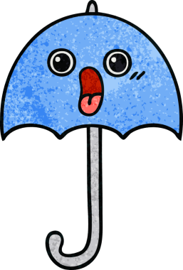 Bir insan tarafından çizilmiş eski grunge desenli şemsiye.