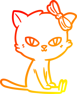 Bir insan tarafından çizilmiş sevimli bir çizgi film kedisinin sıcak çizgi çizgisi.