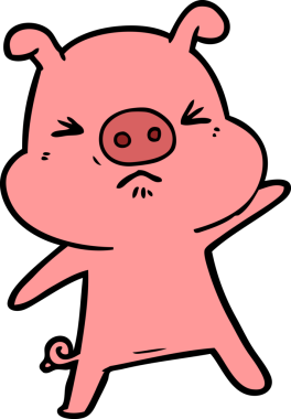 Bir insan tarafından çizilmiş kızgın domuz çizgi filmi.