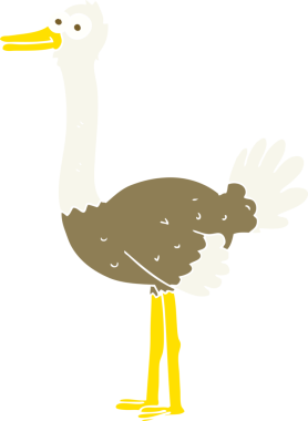 Bir insan tarafından çizilen deve kuşunun düz renk çizimi