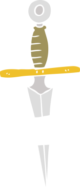 Bir insan tarafından çizilmiş bir hançer dövmesinin düz renk çizimi