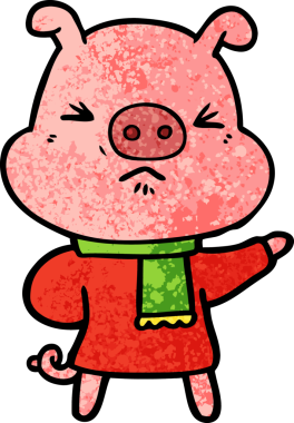 Bir insan tarafından çizilmiş kızgın domuz çizgi filmi.