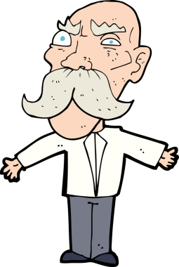 Bir insan tarafından çizilmiş kızgın yaşlı bir adam.