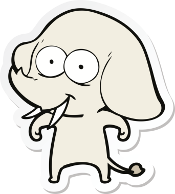 Bir insan tarafından çizilmiş mutlu bir filin çıkartması.