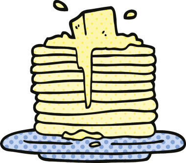 Çizgi roman tarzı tereyağı bir insan tarafından çizilmiş kreplerin üzerinde eriyor.