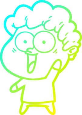 Bir insan tarafından çizilmiş mutlu bir adamın soğuk çizgi çizimi.