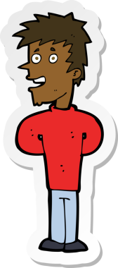 Bir insan tarafından çizilmiş mutlu bir adamın çıkartması.