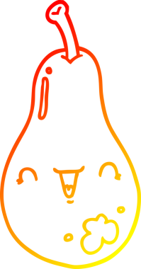 Bir insan tarafından çizilmiş bir karikatür armutunun sıcak gradyan çizimi