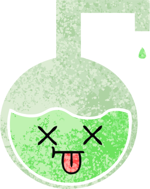 Bir insan tarafından çizilmiş bilimsel bir deneyin retro çizim tarzı karikatürü