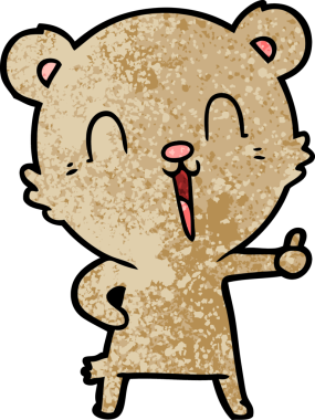 Bir insan tarafından çizilmiş mutlu bir çizgi film ayısı.