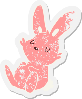 Uyuyan tavşan çizgi film etiketi bir insan tarafından çizilmiş.