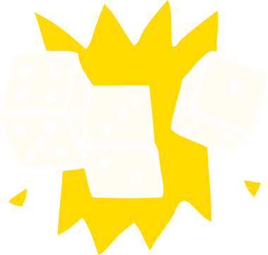 Bir insan tarafından çizilmiş şanslı zarlar.