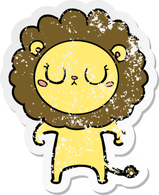 Bir insan tarafından çizilmiş karikatür aslanının sıkıntılı çıkartması.