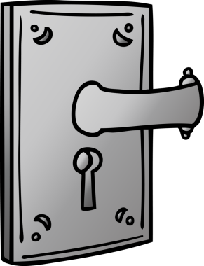 Bir insan tarafından çizilmiş bir kapı kolunun gradyan karikatürü.