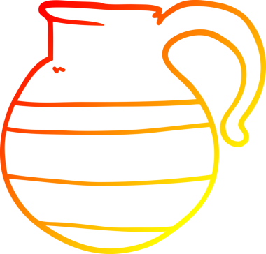 Bir insan tarafından çizilmiş bir karikatür sürahisinin sıcak çizgi çizimi