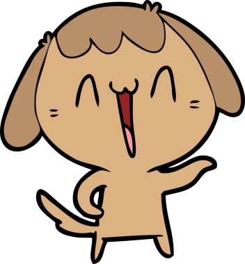 Bir insan tarafından çizilmiş şirin bir çizgi film köpeği.