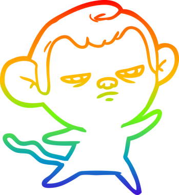 Gökkuşağı gradyan çizgi çizimi bir insan tarafından çizilmiş sinir bozucu bir maymun