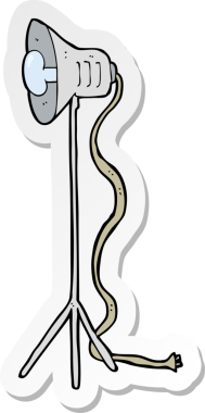 Bir insan tarafından çizilmiş karikatür fotoğraf stüdyosu lambası çıkartması.