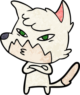 Bir insan tarafından çizilmiş akıllı çizgi film tilkisi.