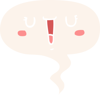 Bir insan tarafından çizilmiş eski usul konuşma baloncuklu mutlu çizgi film yüzü