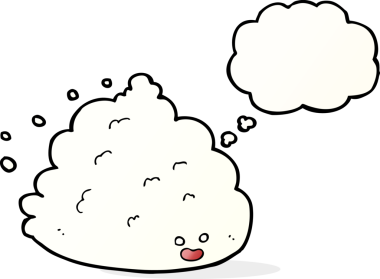 Bir insan tarafından çizilmiş düşünce baloncuklu çizgi film karakteri