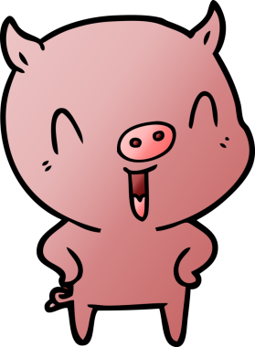 Bir insan tarafından çizilmiş mutlu çizgi film domuzu.