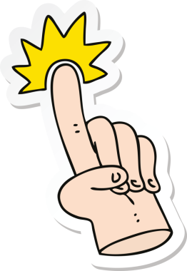 Bir insan tarafından çizilmiş parmak şeklinde bir çizgi film çıkartması.