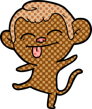 Bir insan tarafından çizilmiş komik çizgi film maymunu