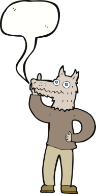 Bir insan tarafından çizilmiş konuşma baloncuğu fikri olan bir kurtadam.