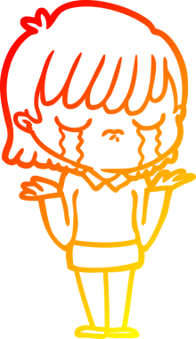 Bir insan tarafından çizilmiş, ağlayan bir çizgi kadın çizimi.