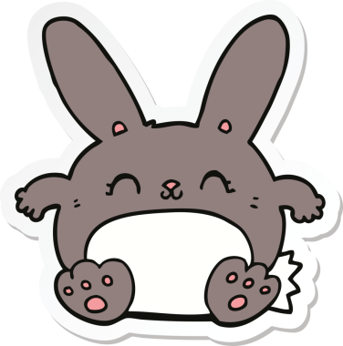 Bir insan tarafından çizilmiş çizgi film tavşanının çıkartması.