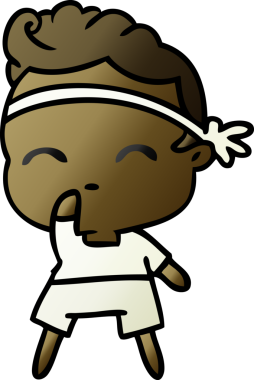 Bir insan tarafından çizilmiş kawaii sevimli fitness çocuğunun gradyan çizimi