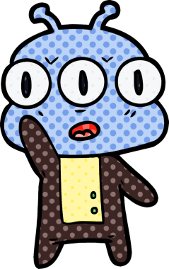 karikatür üç gözlü uzaylı bir insan tarafından çizildi.