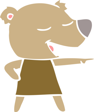 Bir insan tarafından çizilmiş düz renkli çizgi film ayısı