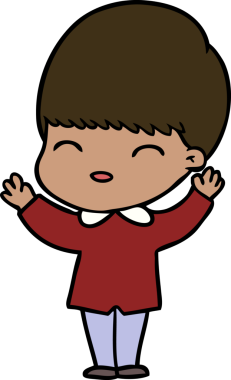 Bir insan tarafından çizilmiş mutlu çizgi film çocuğu.