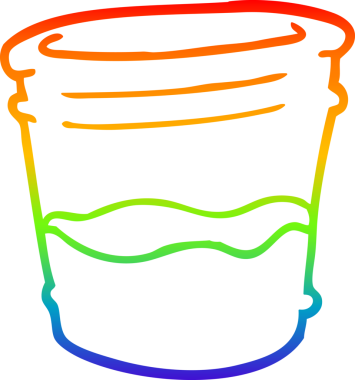 Gökkuşağı gradyan çizgisi bir insan tarafından çizilmiş bir bardak içki.