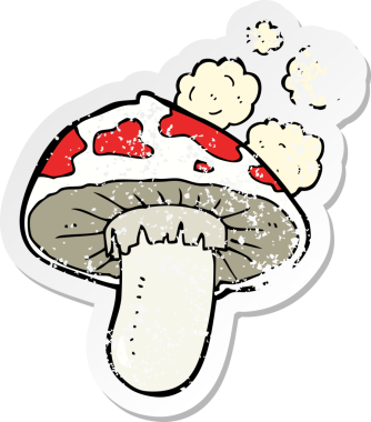 Bir insan tarafından çizilmiş bir mantar desenli karikatür yapıştırması.