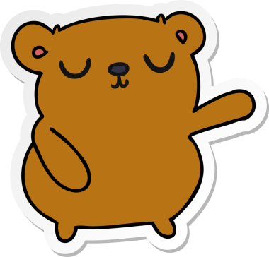 Bir insan tarafından çizilmiş şirin bir ayının serbest sticker karikatürü.