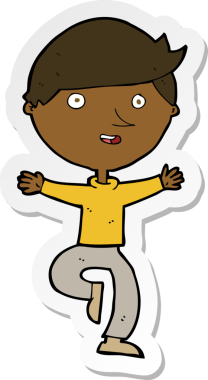 Bir insan tarafından çizilmiş heyecanlı bir adamın çıkartması.