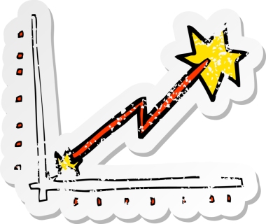 Bir insan tarafından çizilen karikatür çiziminin gerilimli retro yapıştırması.