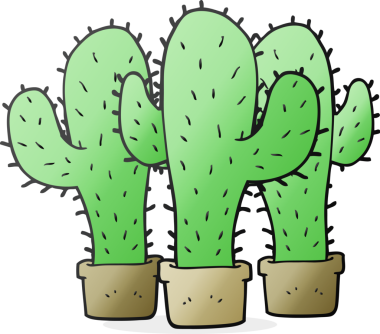 Bir insan tarafından çizilmiş karikatür kaktüsü.