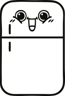 Bir insan tarafından çizilmiş bir buzdolabı karikatürü.