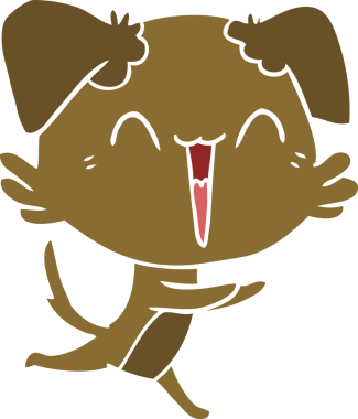 Mutlu küçük köpek düz renkli çizgi film bir insan tarafından çizildi.