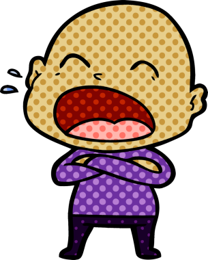 Bir insan tarafından çizilmiş kel adam diye bağıran çizgi film.