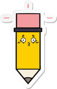 Bir insan tarafından çizilmiş şirin bir karikatür kalemi çıkartması.