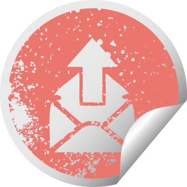 Bir insan tarafından çizilmiş e-posta işaretinin sıkıntılı, dairesel soyma etiketi