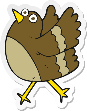 Bir insan tarafından çizilmiş mutlu bir kuşun çıkartması.